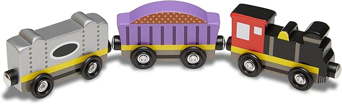 Melissa & Doug Wooden Magnetic Train Cars - 8 Piece Educational and Skill-Building Wooden Toy for Boys and Girls Magnetic Train, For Toddlers And Kids Ages 3+