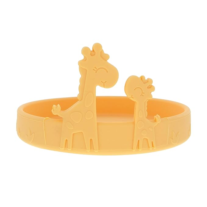Nuby Animal Friend Silicone Round Plate - Toddler Plate - 6+ Months - Yellow Giraffe Plate