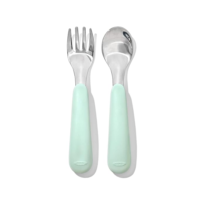 OXO Tot On-The-Go Fork and Spoon Set - Opal