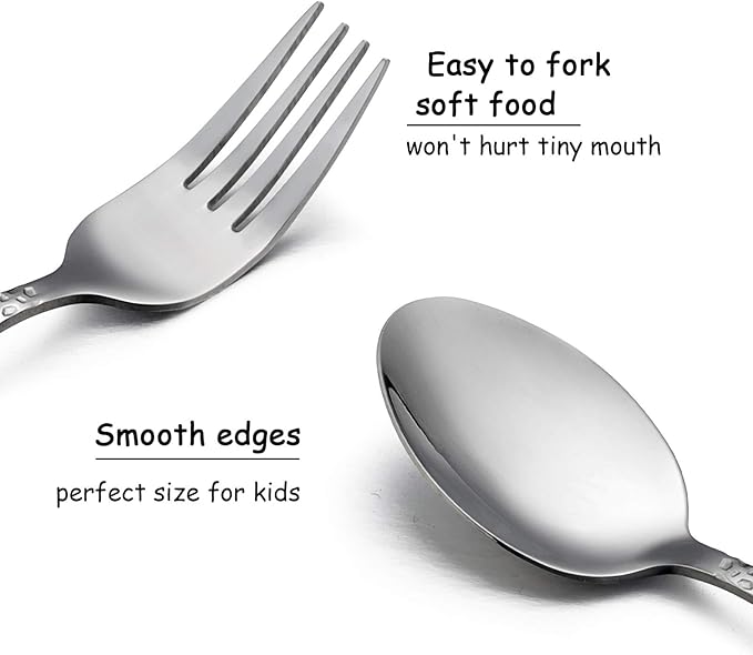 HaWare 9-Piece Toddler Kids Silverware Flatware Set, Stainless Steel Hammered(Adult Look) Preschooler Eating Utensils, Adult Diet Tableware, Includes 3 Spoons 3 Forks 3 Butter Knives, Dishwasher Safe