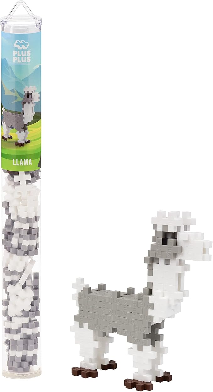 PLUS PLUS 3D Animal Figurine Building Block Set, 70 Mini Interlocking Puzzle Pieces, Fun STEM Toys for Kids - Llama Mini Maker Tube