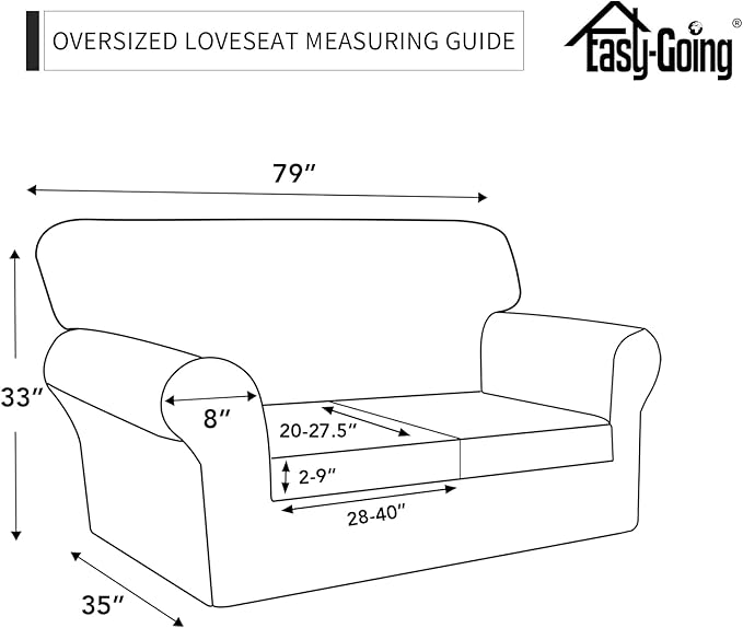 Easy-Going 100% Dual Waterproof Oversized Loveseat Cover Stretch Soft Couch Cover for Dogs, Sofa Slipcover for 2 Separate Cushion Couch Leakproof Furniture Protector Peacock Blue