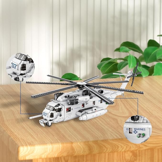 CH-53E Super Stallion Building Blocks and Construction Toy, Collectible Military-Themed Model to Build and Display, Great Gift for Military Fans (2192 PCS), 1:35 Scale
