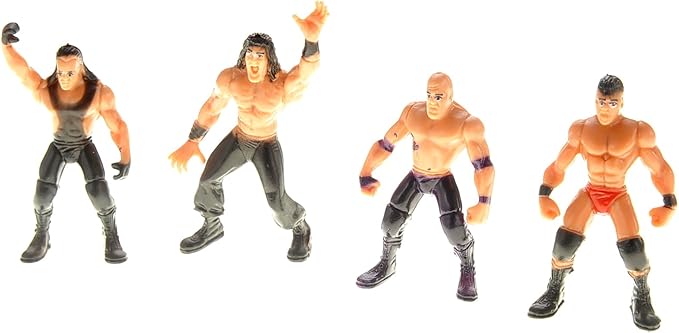 PowerTRC 32 Pcs Wrestling Toys for Kids, Wrestler Play Set with 2 Wrestle Rings Style, 12 Super Wrestlers, Many Realistic Accessories, Toy Figures Cake Topper Birthday Party Decoration Play Set Gift