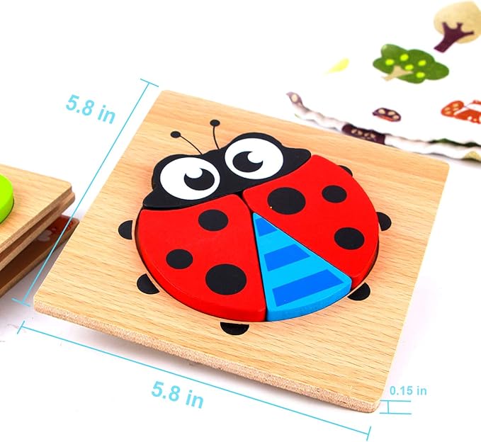 SKYFIELD Wooden Vehicle Puzzles for Toddlers 1 2 3 Years Old, Boys &Girls Educational Toys Gift with 4 Vehicle Patterns, Bright Vibrant Color Shapes, Customize Gift Box Ready(Vehicle)