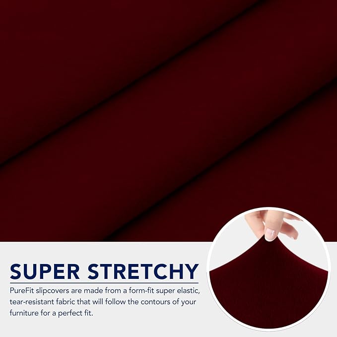 PureFit 100% Dual Waterproof Couch Cover Slipcovers for Couches and Sofas - Stretch Non Slip Fleece Sofa Covers Washable, Leakproof Furniture Protector for Kids, Pets, Dog (Sofa, Wine)