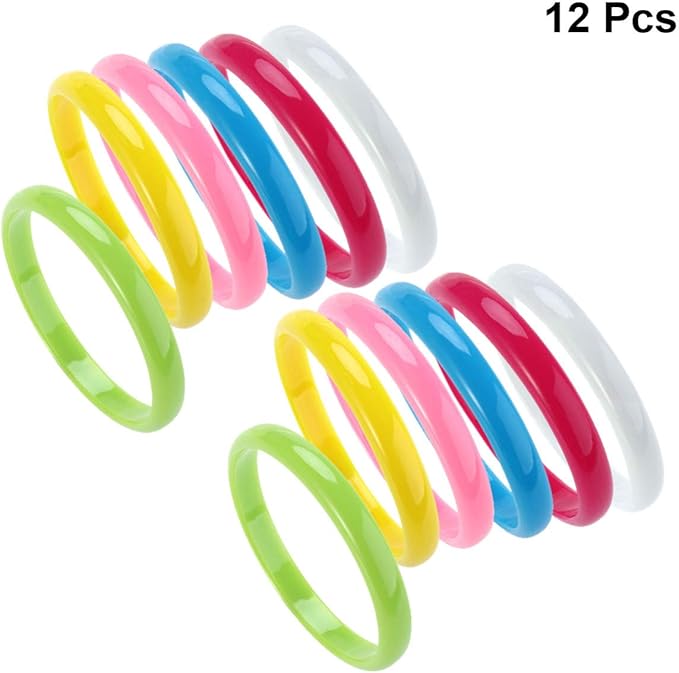 STOBOK Plastic Bangle Cute Candy Color Bracelets Party Favors Plastic Jewelry for Child Women Girl for Christmas 12pcs/Set