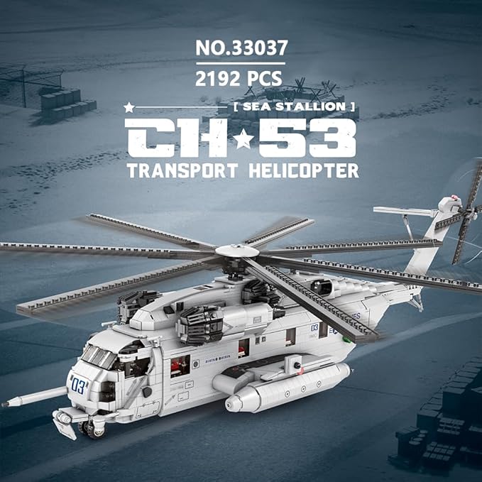 MISINI 33037 CH-53E Super Stallion Transport Helicopter Building Blocks Set, 2192 PCS Airplane Model Building Kits, Educational Toys Gifts for Kid and Adult