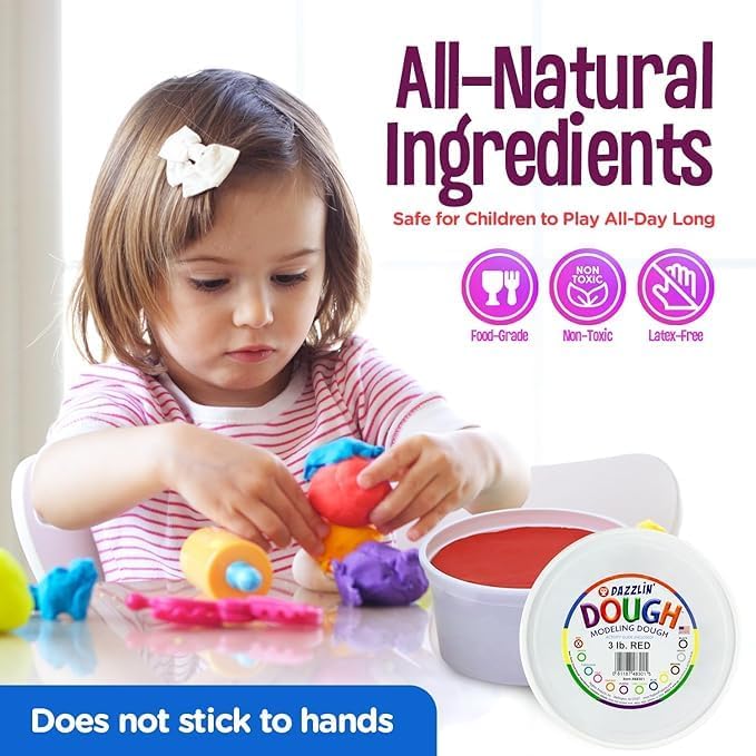 Hygloss Play Modeling Dough - Pink and Red Dough Unscented - Safe & Non-Toxic for Kids Arts & Crafts - Party Favors – Valentine’s and Classroom Supplies - 6lb Total