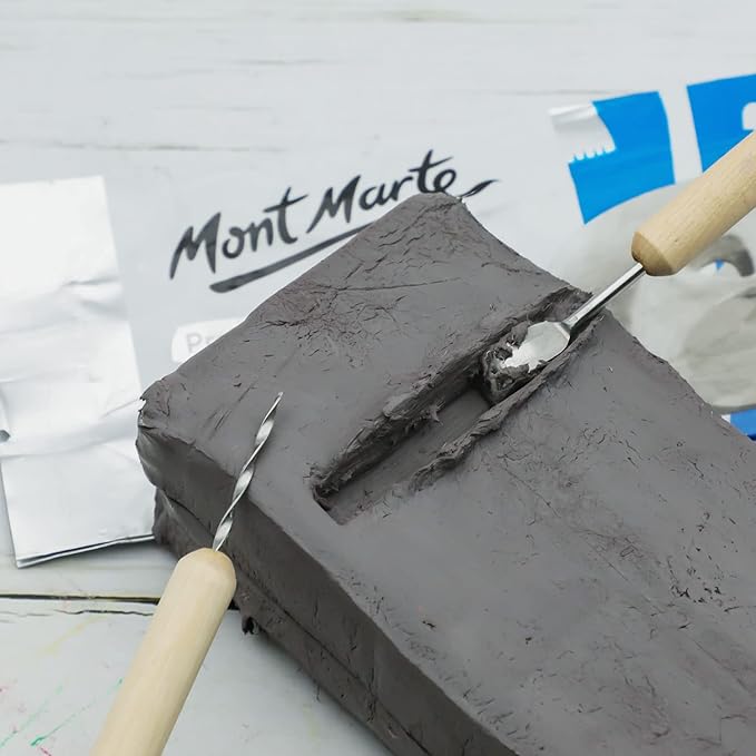 Mont Marte Grey Air Hardening Modeling Clay, 500g (1.1lb). Dries in Approximately 24 Hours. Suitable for Sculptors and Modelers of All Skill Levels.
