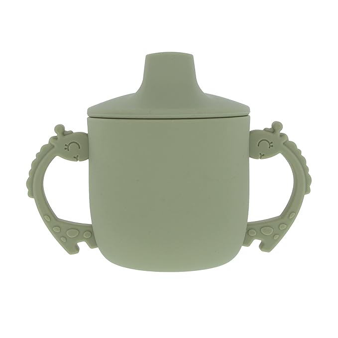 Nuby Animal Friends Silicone Sippy Cup - Toddler Cup with Two Handles - 6+ Months - Green Giraffe