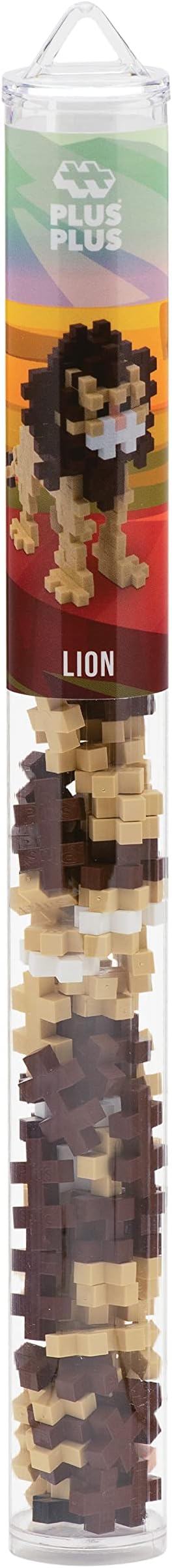 PLUS PLUS 3D Animal Figure Building Block Set, 70 Mini Interlocking Puzzle Pieces, Fun Stem Toys for Kids - Lion Maker Tube