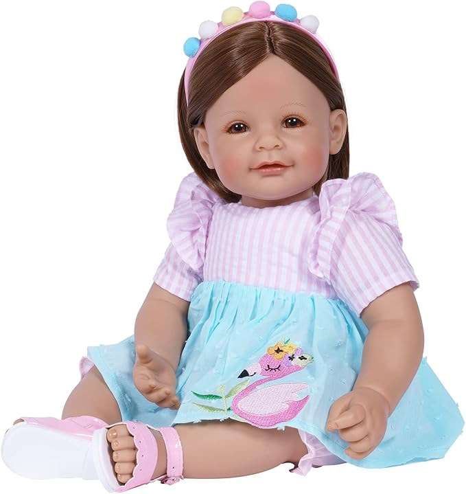 Adora Toddler Time Babies, 20" Premium Doll with Hand Painted Eyelashes and Face, Fresh Baby Powder Scent and Removable Clothing, Birthday Gift for Ages 6+ - Summer Flamingo