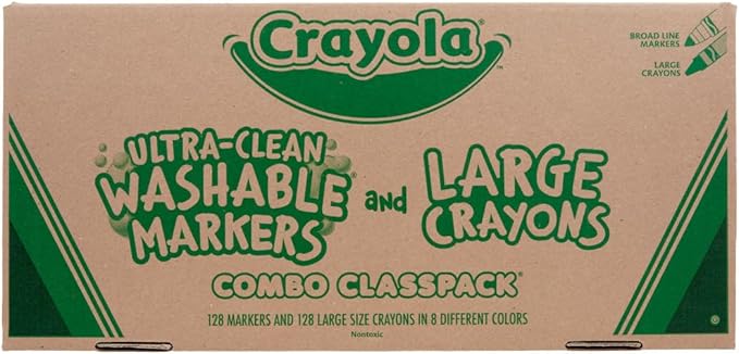 Crayola Large Crayons & Ultra Clean Washable Markers (256 Count), Assorted Colors, Styles Vary