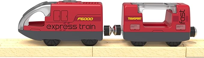 Toy Train Set Remote Control Locomotive Train, Motorized Train for Wooden Track, Electric Train and Tunnel with Sound & Lighting Effect, Magnetic Trains Compatible with Thomas, Brio, Chuggington