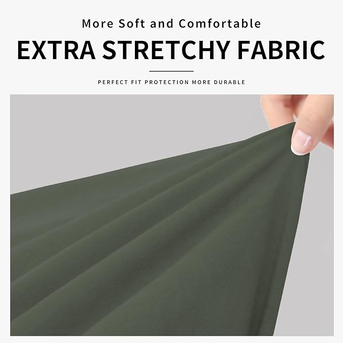 Easy-Going 100% Dual Waterproof Stretch Soft Couch Cover for Dogs, Sofa Slipcover for 3 Separate Cushion Couch Leakproof Furniture Protector for Kids, Pets Grayish Green
