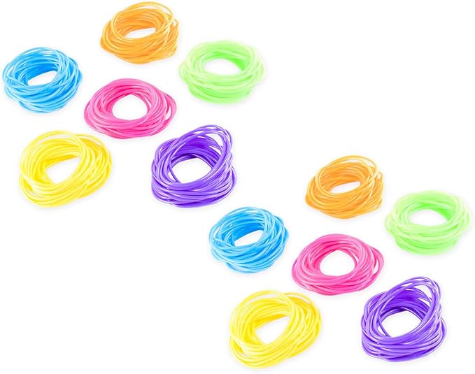 Super Z Outlet 80s Colorful Retro Rock Pop Star Rainbow Diva Disco Jelly Neon Gel Stretchable Bracelets Bands for Theme Events, Colorful Assortment, Assorted Toy Party Favor Prizes (Assorted 144pk)