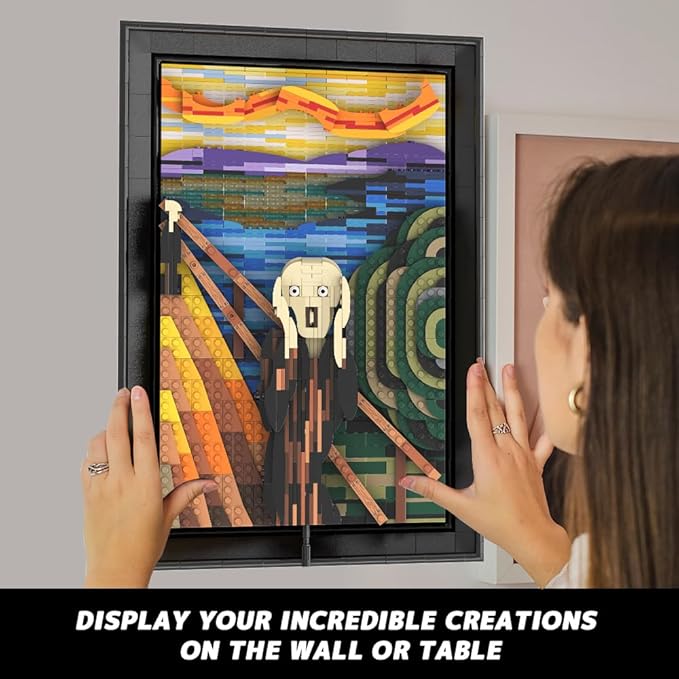 HOGOKIDS The Scream Artwork Building Set - 3D Wall Art Building Kit for Home Office Décor Display Framed DIY Painting Building Blocks Creative Activity for Teens Adults Ideas Birthday Gift - 1800 PCS
