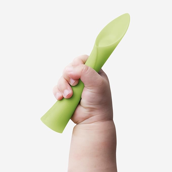 Olababy 100% Silicone Soft-Tip Training Spoon for Baby Led Weaning 2pack (Pearl/Kiwi)