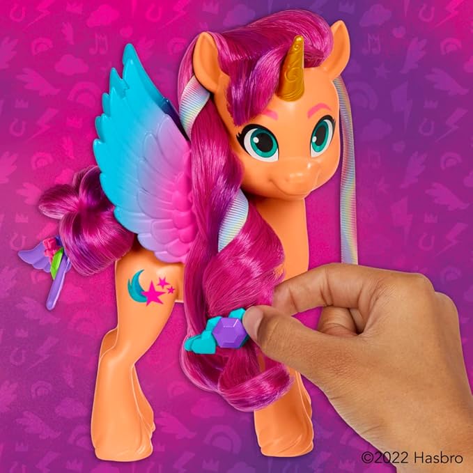 My Little Pony Toys: Make Your Mark Sunny Starscout Ribbon Hairstyles, 6-Inch Orange Pony Toy, Toys for 5 Year Old Girls and Boys and Up, with Hair Styling Accessories