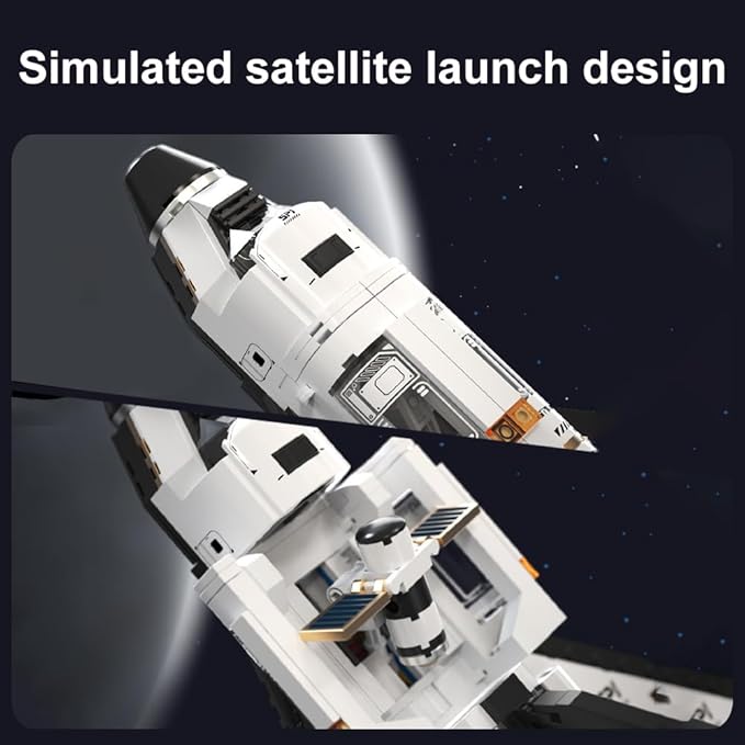kowkis Space Shuttle Building Blocks Kits,Creative Collectible Display Spaceship Model Building Sets, Present Toy for Adults, T2001(1274 Pcs)