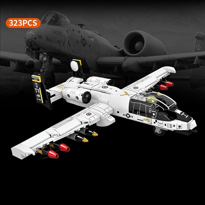 FANTASY&Co. A-10Attack Plane, Thunderbolt II,Warthog, Model Airplane Set, Plane Fun for Collectors and Kids Ages 6+ Years Old, Military Airplane Gift,Compatible with Lego Planes Model