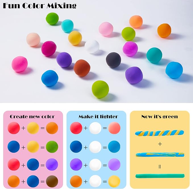 EDIFON Air Dry Clay, 24 Colors Modeling Clay Magic Clay with Sculpting Tools, Non-Toxic Self Drying Soft Clay for Kids and Adults, Gift for Boys and Girls