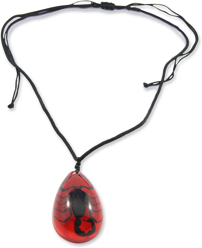 REALBUG Black Scorpion Necklace, Red, Large