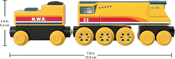Thomas & Friends Wooden Railway Toy Train Rebecca Push-Along Wood Engine & Coal Car for Toddlers & Preschool Kids Ages 2+ Years (Amazon Exclusive)