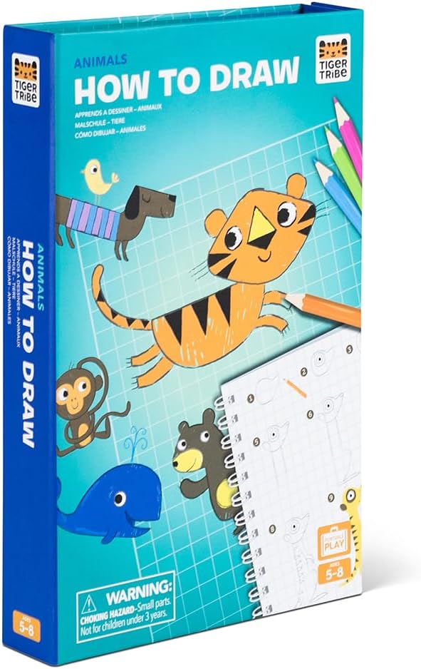 Tiger Tribe: How to Draw - Animals - Creative Artistic Set, Step-by-Step Guide, Color Pencils, Art Sketch Pad, Store Inside Case, Kids Ages 5+