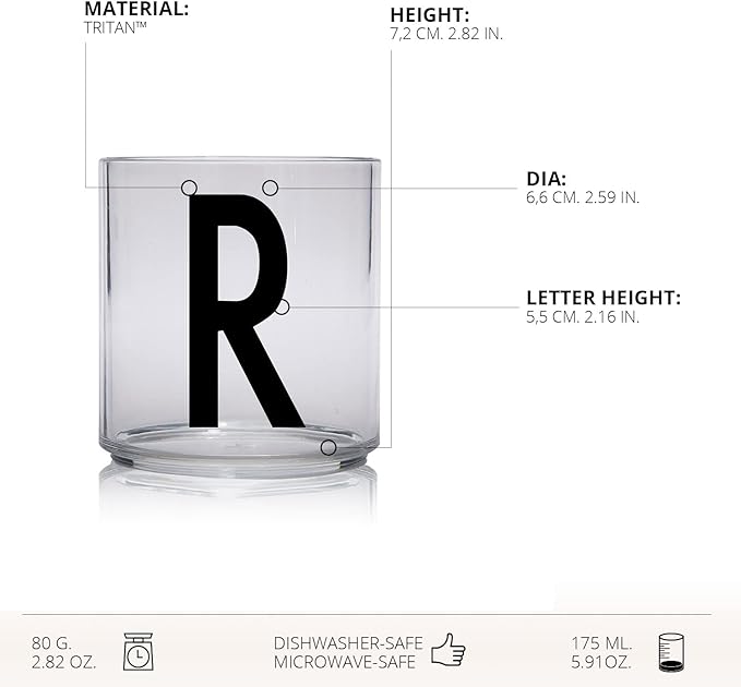 Design Letters Tritan Sippy Cups (A-Z) 6 Oz | Training Cup for Baby | Toddler Cup Unbreakable, BPA/BPS Free | Baby Cup Designed in Denmark | Tumbler for Kids Transparent