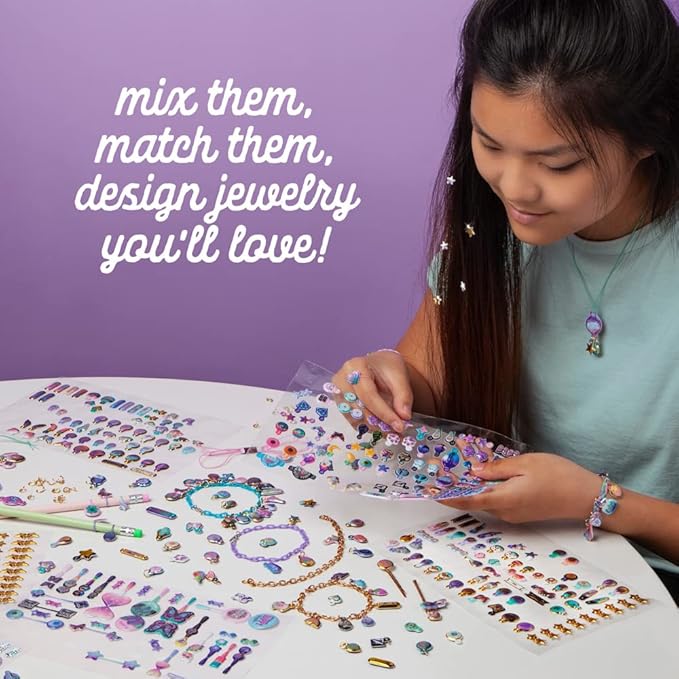 Craft-tastic — DIY Charmtopia — Craft Kit — Fun & Easy DIY Puffy Sticker Charms — Includes Materials to Design Bracelets, Necklaces, Hair Pins, Rings & More — Jewelry Making Gift - Ages 10+