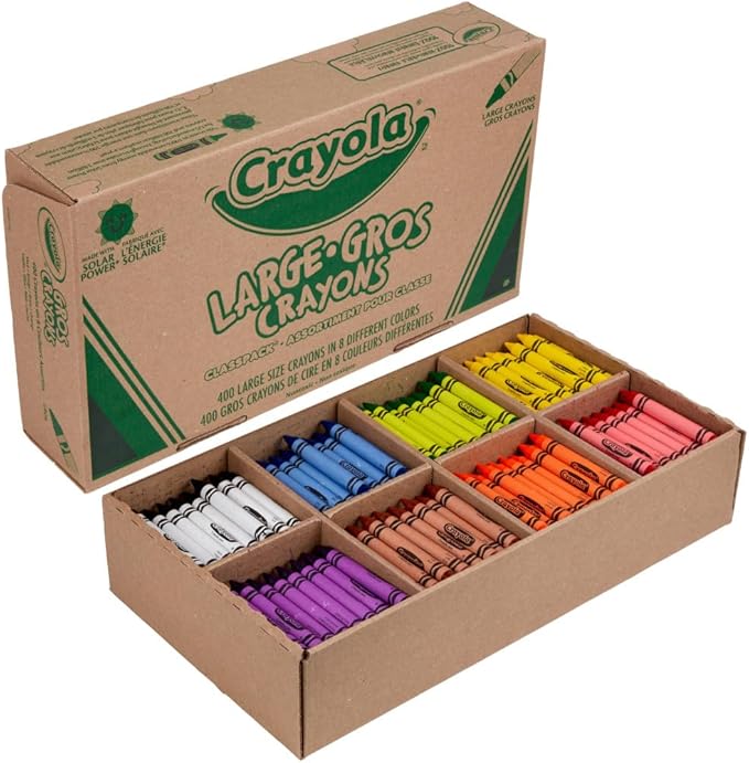 Crayola Crayon Classpack - 400ct (8 Colors), Large Crayons for Kids, Bulk School Supplies, Teacher Classroom Must Have, 3+