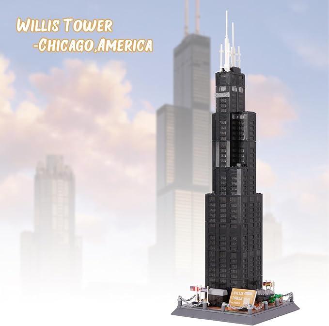Oichy Willis Tower Model Building Kits, World Famous Architectural Building Blocks Set, Collection Willis Tower Toys Gifts Set for Adults and Kids(1241 PCS)