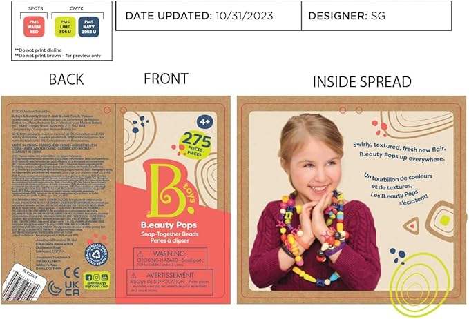 B. toys – Pop Arty! 275 Pcs- Jewlery Making Kit- Creative Pop Snap Bead Set for Kids –DIY Craft Jewelry Making Kit –Necklaces, Rings, Bracelets – 4 Years +