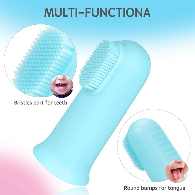 Jochebed Baby Finger Toothbrush for Training Teething - Infant & Toddles & Kids Teeth Brush Soft Babies Tooth Brushing Oral Cleaning Massager to Train Your Child Healthy Oral Habits -3 PCS