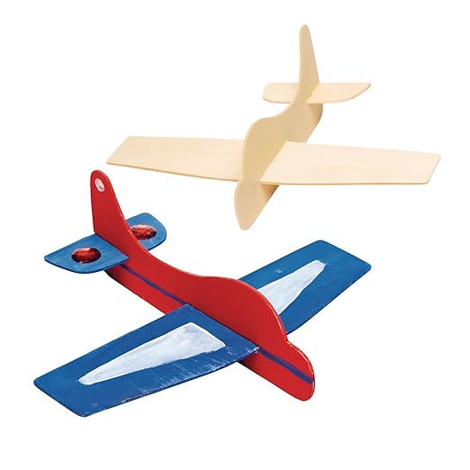 Colorations® Decorate Your Own Wooden Model Airplanes, Set of 12, Create Unique & Personal Designs, Fun Kids Craft Project, Craft Project for Boys & Girls, Decorate & Play Craft
