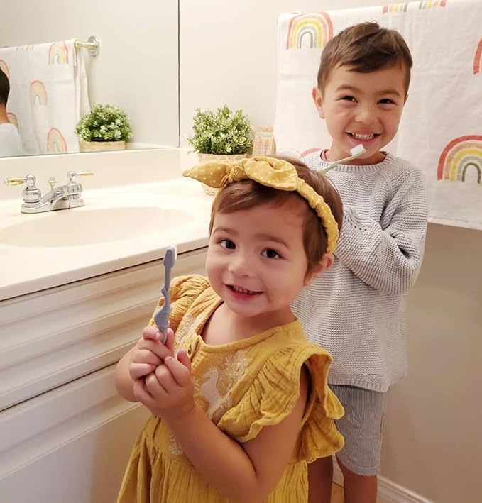 ROARex® All-Natural Eco Friendly Kids Toothbrush Made from Plants - Dinosaurs 4-36m - Baby to Toddler - Blue/Green - 4pk | 1% for The Planet Product