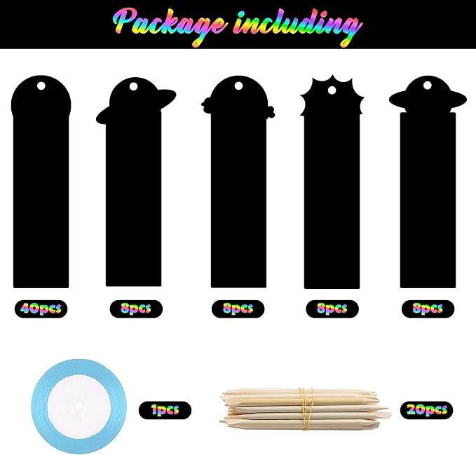 CY2SIDE 72PCS Solar System 9 Planets Scratch Bookmarks for Kids, Outer Space Theme Scratch Card Craft Kits, Galaxy Star Magic Art Rainbow Color Craft Kit for School Party Favors