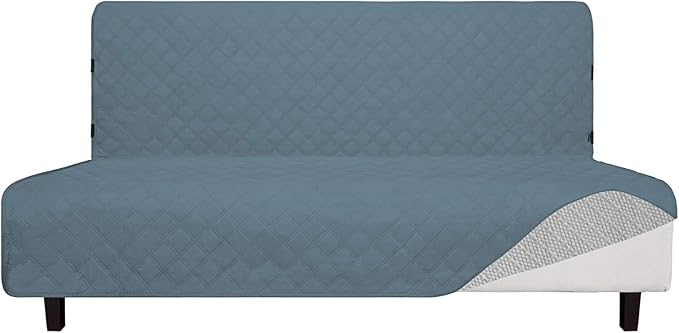 Easy-Going Sofa Slipcover Futon Cover Waterproof Couch Cover Furniture Protector Cover Pets Covers Whole Fabric No Stitching Non-Slip Fabric Pets Kids Children Dog Cat (Futon, Light Blue)