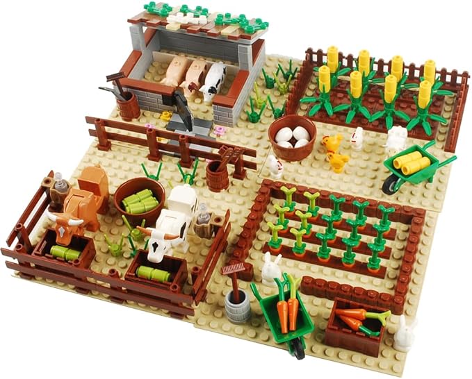 Farm Field Set Building Blocks Plant Animal Crops Building Bricks Kit DIY Building Set Compatible All Major Brands (Animal)