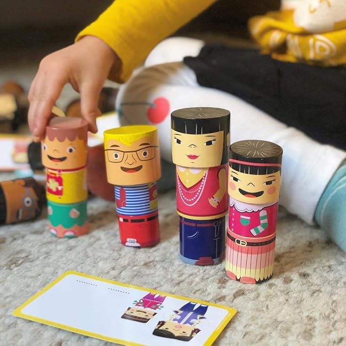 48-Piece Multiracial Family Play Set – Magnetic Wooden Diversity Building Blocks for Kids – SEL Toy Promoting Cultural Inclusion, Self-Esteem, and Eco-Friendly Play