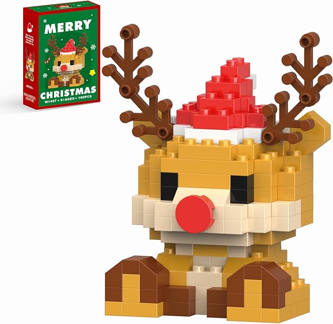 Christmas Reindeer Building Blocks Set Compatible with Lego Advent Calendar 2024 Stacking New Toys Holiday Present Box New Year Xmas Gifts for Kids for Boys & Girls and Adults