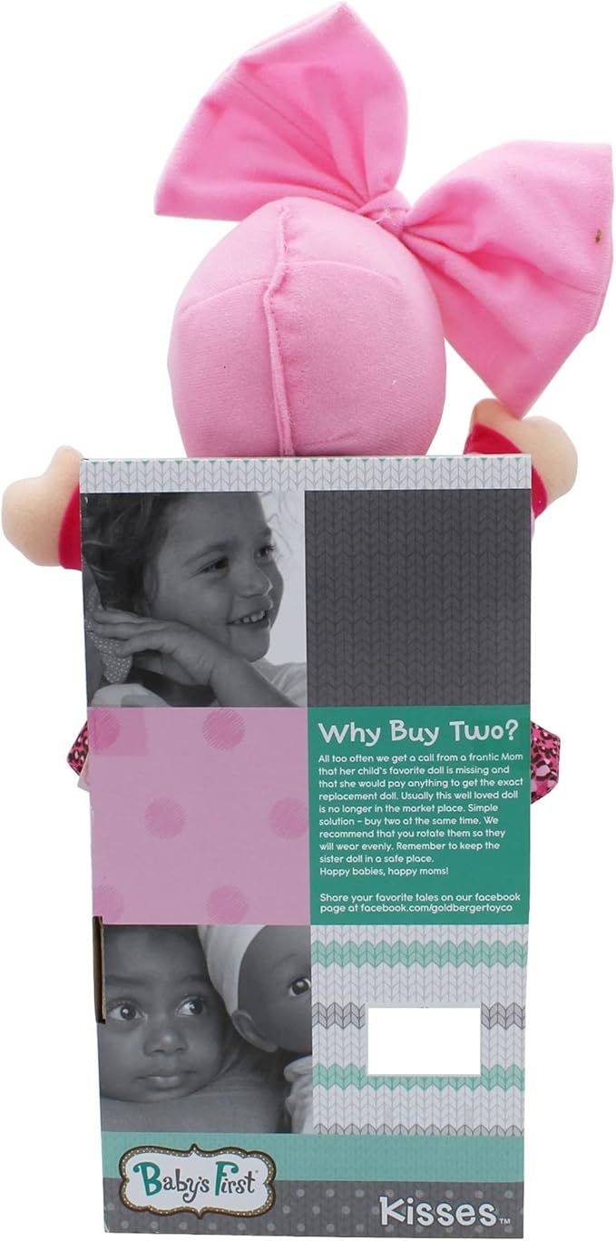 Baby's First Soft & Cuddly Baby Kisses Doll - Dressed in Print Top and Leggings - Press her Tummy for a Sweet Kisses Sounds and Says I Love You