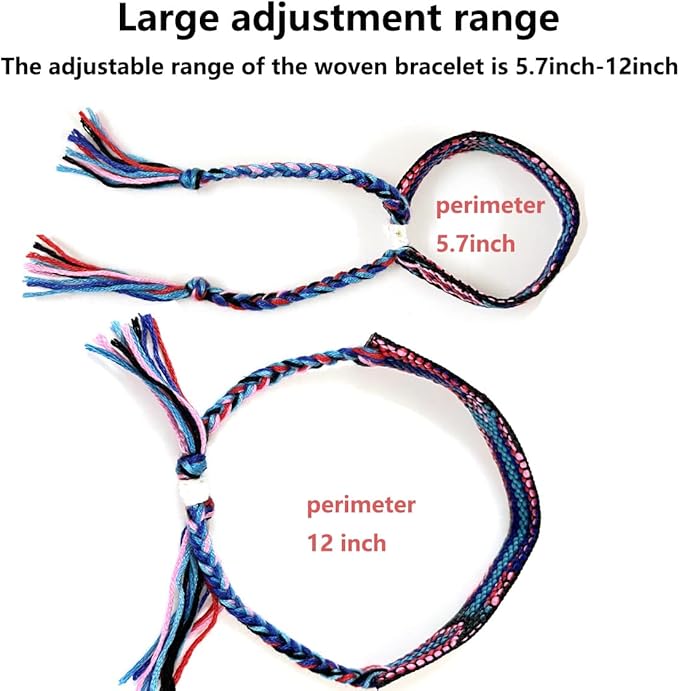 Woven Friendship Bracelets, Braided Bracelets String, Adjustable Nepal Bracelet，Mexico Wave Anklet for Best Friends Kids Women Girls Kids Men, Assorted Colorful（12PCS）