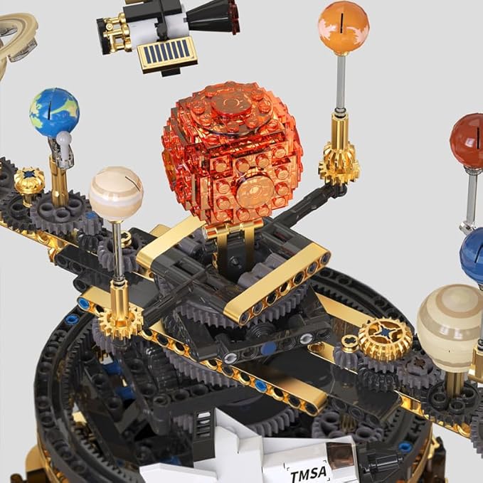 Electric Solar System Planetary Instrument Building Blocks,Space Exploration Series with LED,Rotatable Educational Toys for Science Experiments(1098 Pcs)