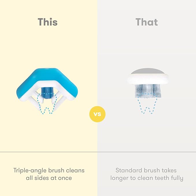 Frida Baby Triple-Angle Toothhugger Training Toddler Toothbrush | Toddler Toothbrush 2 Years and Up, Cleans All Sides at Once | Blue