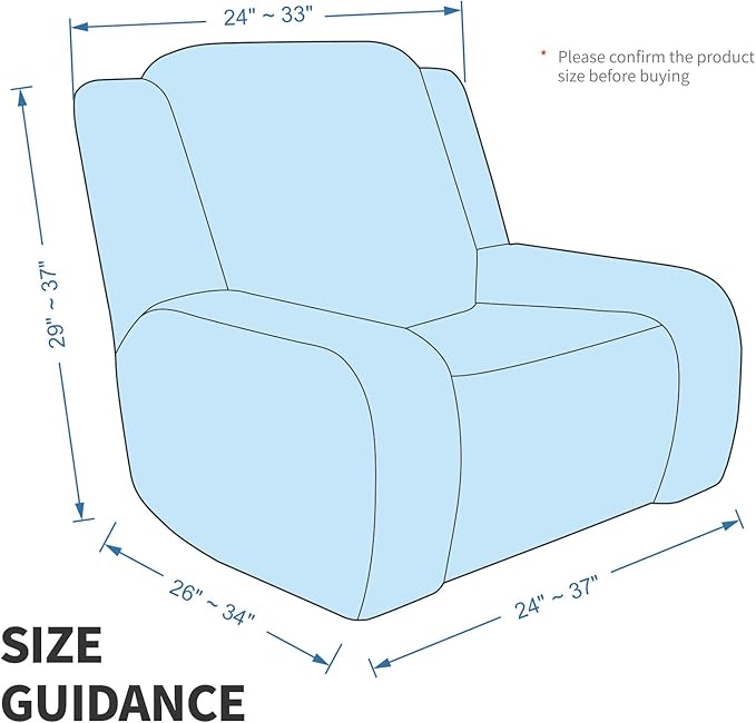 MAXIJIN Recliner Cover Slipcovers for Living Room 4 Pieces Stretch Jacquard Recliner Chair Cover Soft Fitted Recliner Protector with Elastic Bottom for Kids, Pets (Recliner, Light Beige)