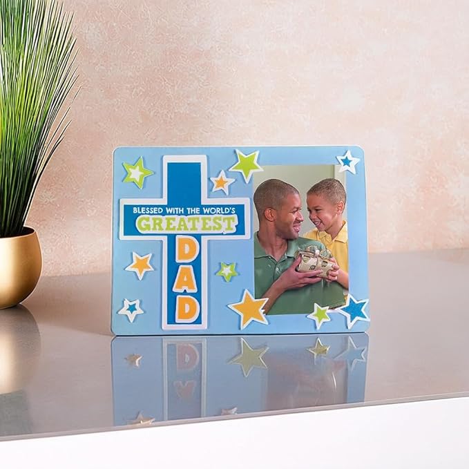 Religious Father‘s Day Picture Frame Magnet Craft Kit - Makes 12 - DIY Craft Gifts for Kids, Sunday School Activities