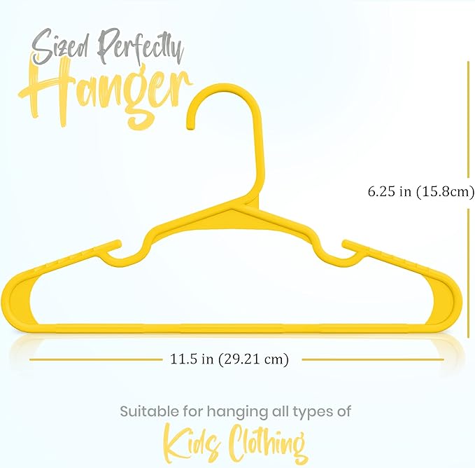 Utopia Home 20 Pack Kids Hangers - 11.5 Inch Plastic Baby Hangers for Closet - Childrens Hanger for Clothes & Infant Hanger for Closet - Ideal for Everyday Standard Use (Yellow)